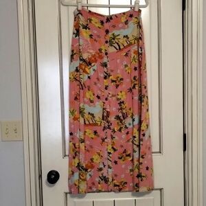 ASOS Maxi Skirt Size 8 Pink Floral Button 90 Hawaiian